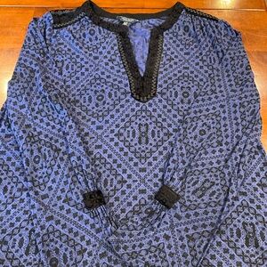 Lucky Brand Blue and Black Patterned Tunic